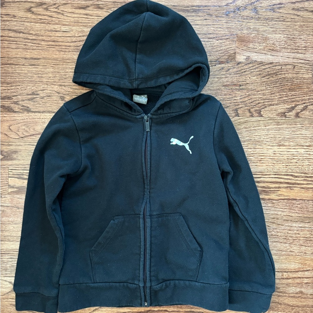 Puma Black Zip-Up Hoodie with Hologram Logo